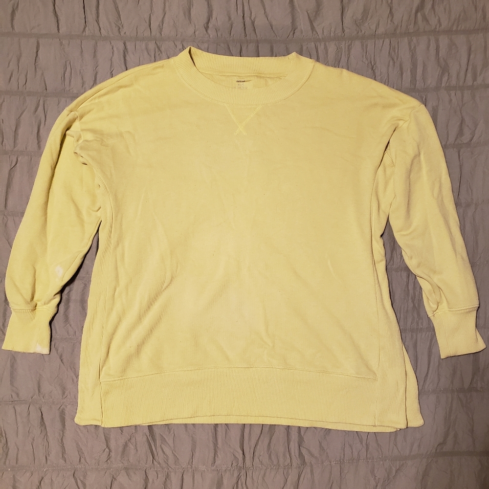 Aerie Women Yellow Pullover Sweater W/ Ribbed Side Slits M